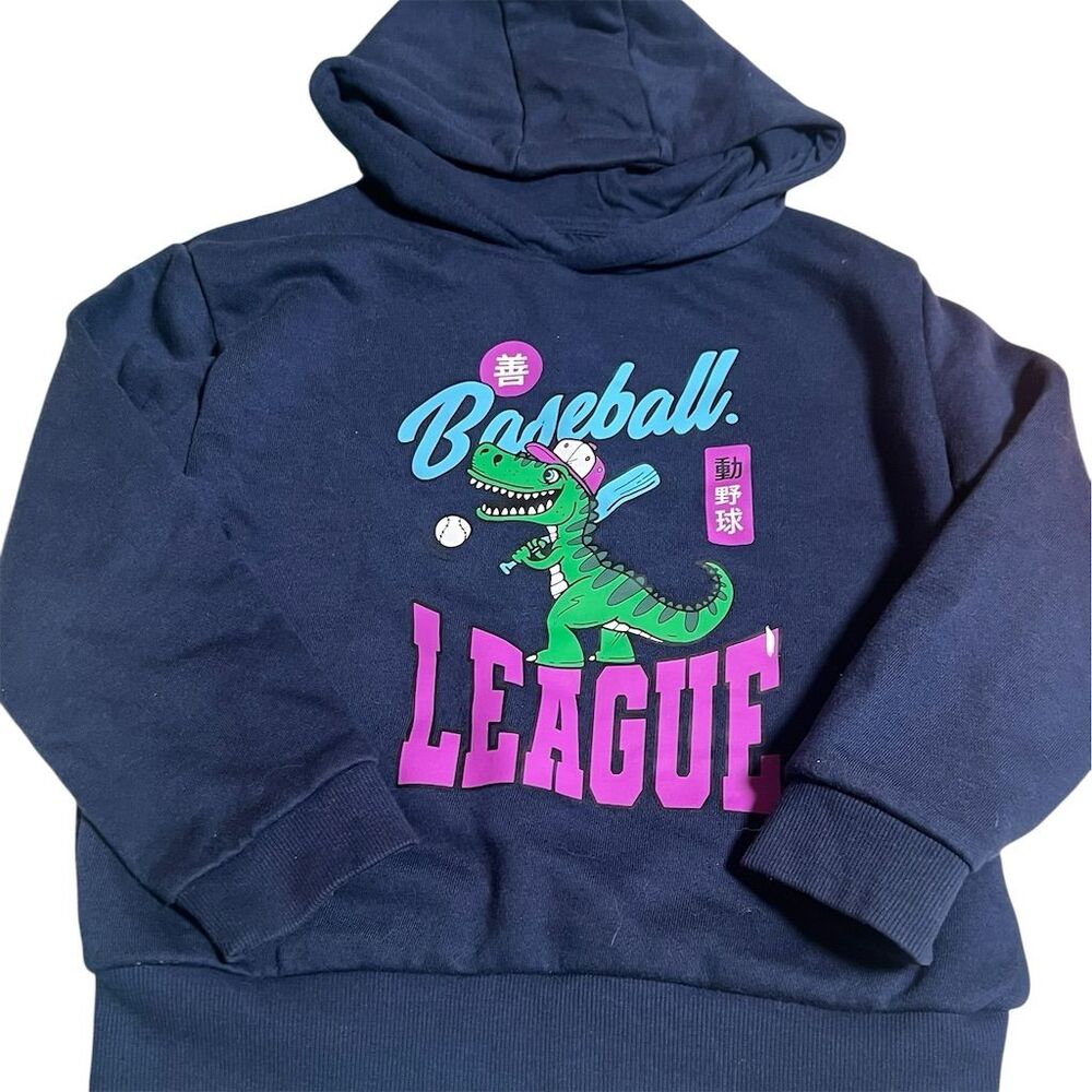 Primark Boys Dinosaur Baseball League Hoodie Blue Size 5-6 Casual
